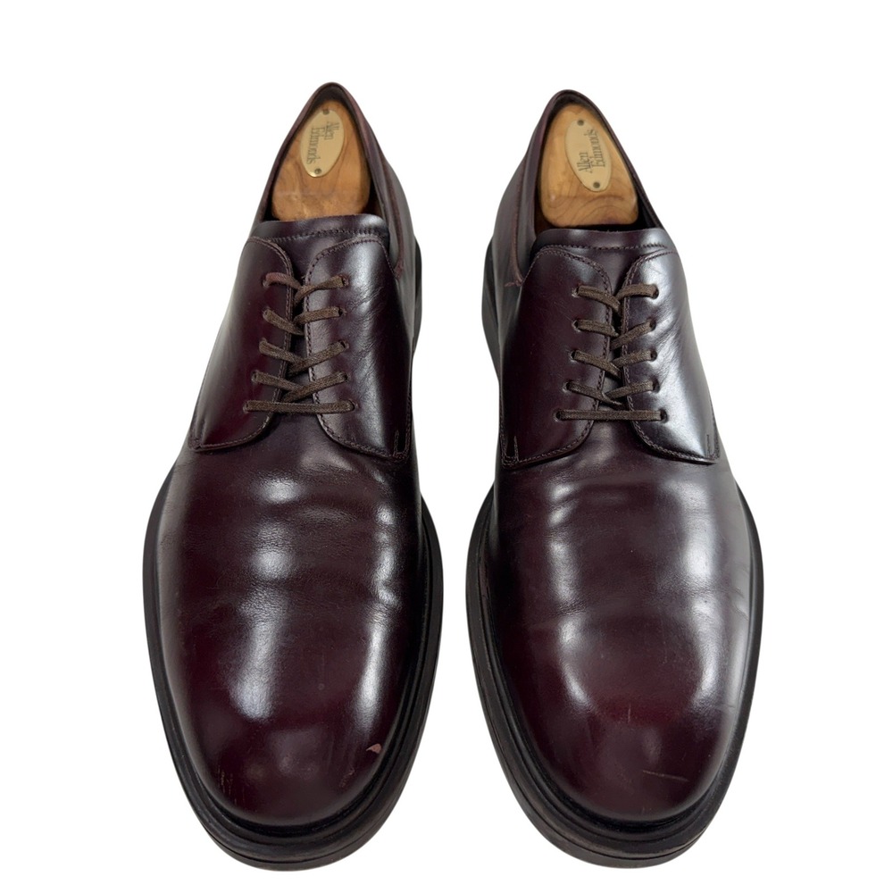 Salvatore Ferragamo Burgundy Leather Oxford Dress Shoes Men Size 8 2E WIDE Italy - Picture 2 of 14